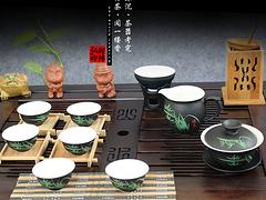 销量好的黑色陆宝复古手绘竹叶青盖碗茶壶杯市场价格——茶具套装价格