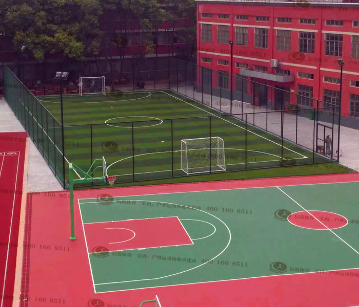 辰骏体育透气型塑胶跑道 草皮及硅PU篮球场地工程 (1)