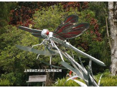公园蜻蜓雕塑-电镀不锈钢昆虫雕塑厂家