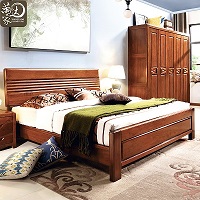 现代中式胡桃木全实木家具卧室全屋套装全实木床衣柜梳妆台组合