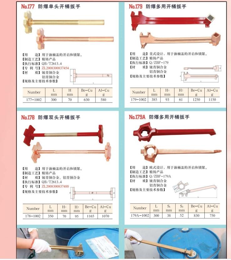 防爆防滑F扳手 阀门扳手 勾扳手 C型扳手 开桶器 内六角图4