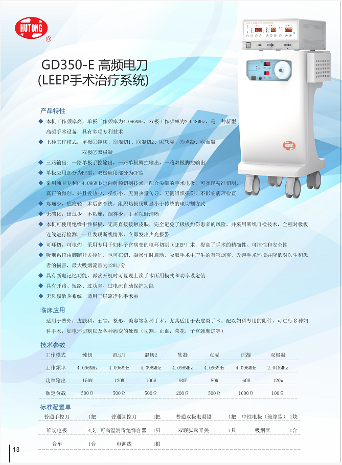 上海沪通GD350-E妇科LEEP手术治疗系统允许连续使用图1