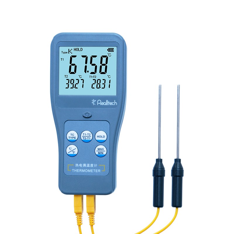 RTM1102双通道K型热电偶温度计手持表面温度测量仪图1